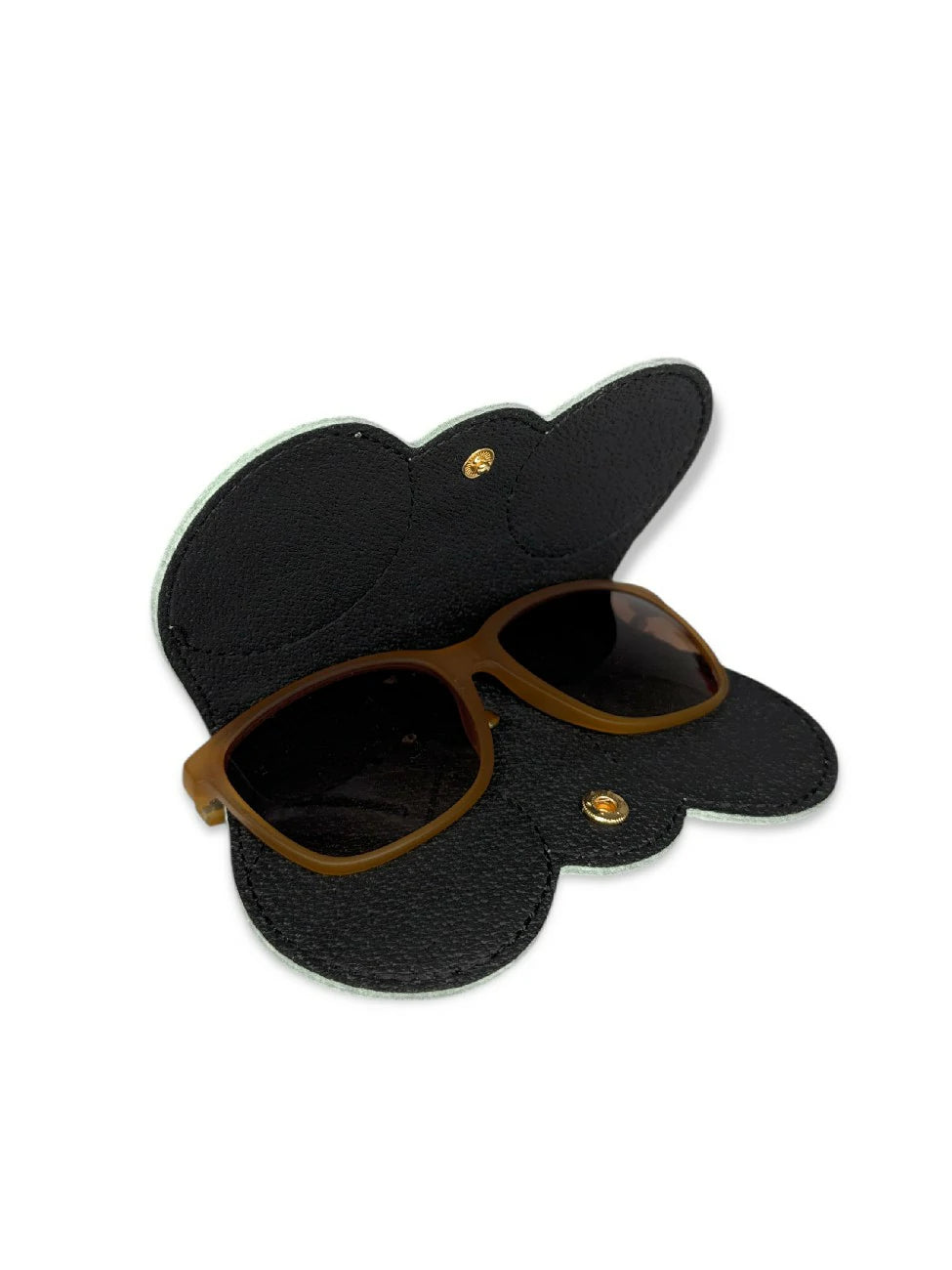 Etui à lunettes en cuir grainé PEANUT Vert amande