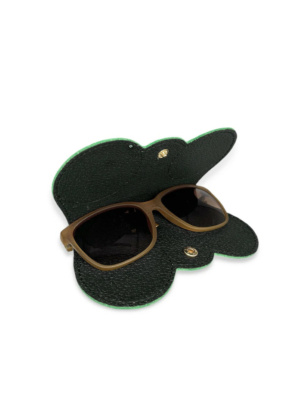 Etui à lunettes en cuir grainé PEANUT Vert anglais