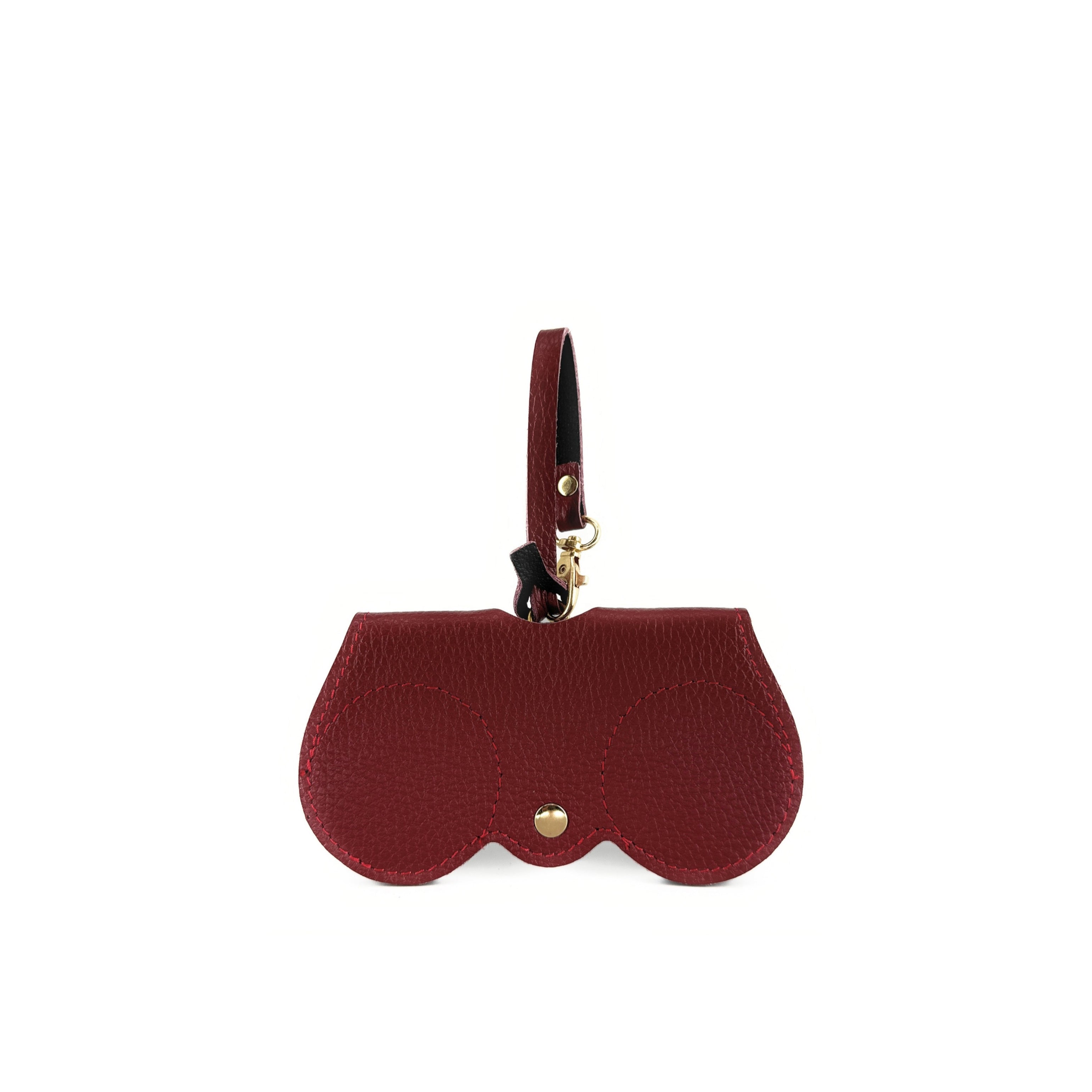 Etui à lunettes en cuir grainé PEANUT Rouge foncé