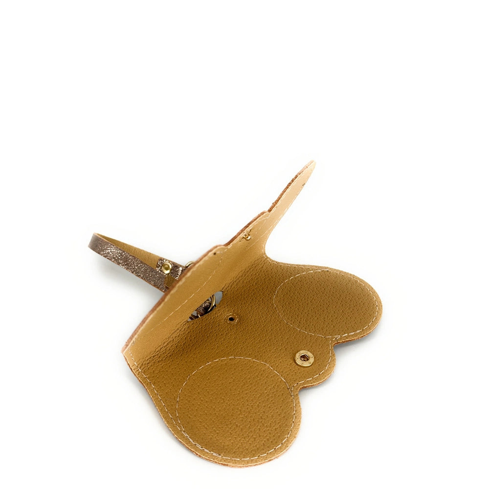 Brillenetui aus schillerndem Leder PEANUT GLOW in irisierendem Champagner