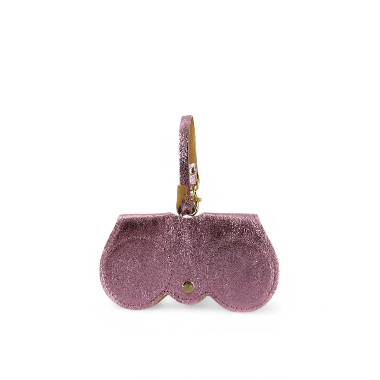 Custodia per occhiali in pelle iridescente PEANUT GLOW Rosa pallido iridescente