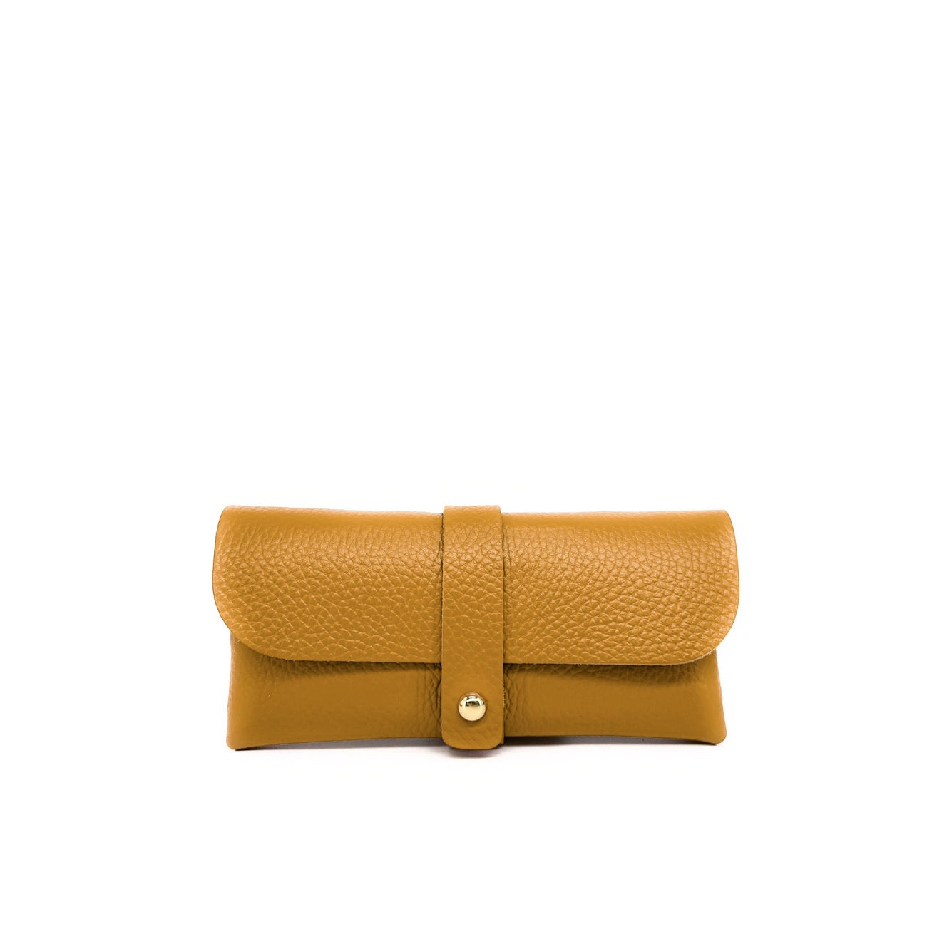 Caja de lentes de cuero grano LUMOS Mostaza amarillo