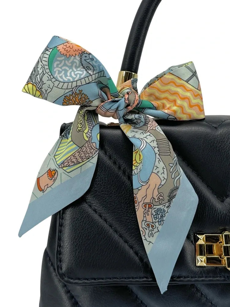 Foulard de sac en tissu satiné CREME GLACEE Bleu pastel