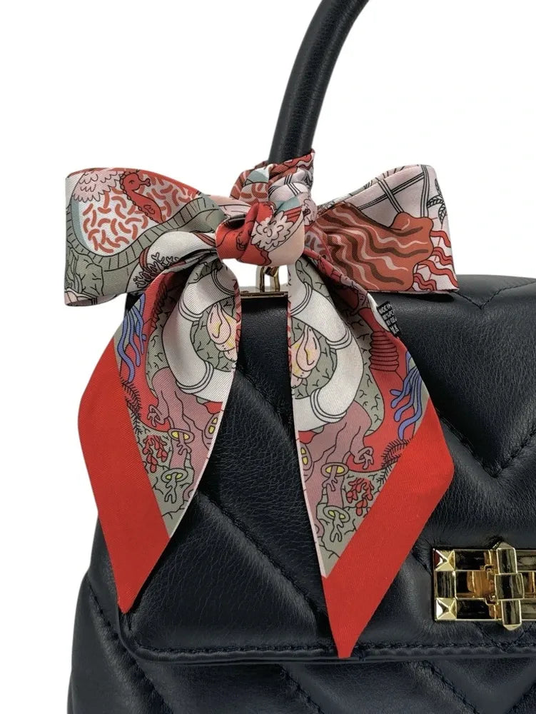 Foulard de sac en tissu satiné CREME GLACEE Rouge garance