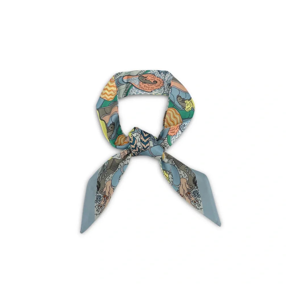 Foulard de sac en tissu satiné CREME GLACEE Bleu pastel