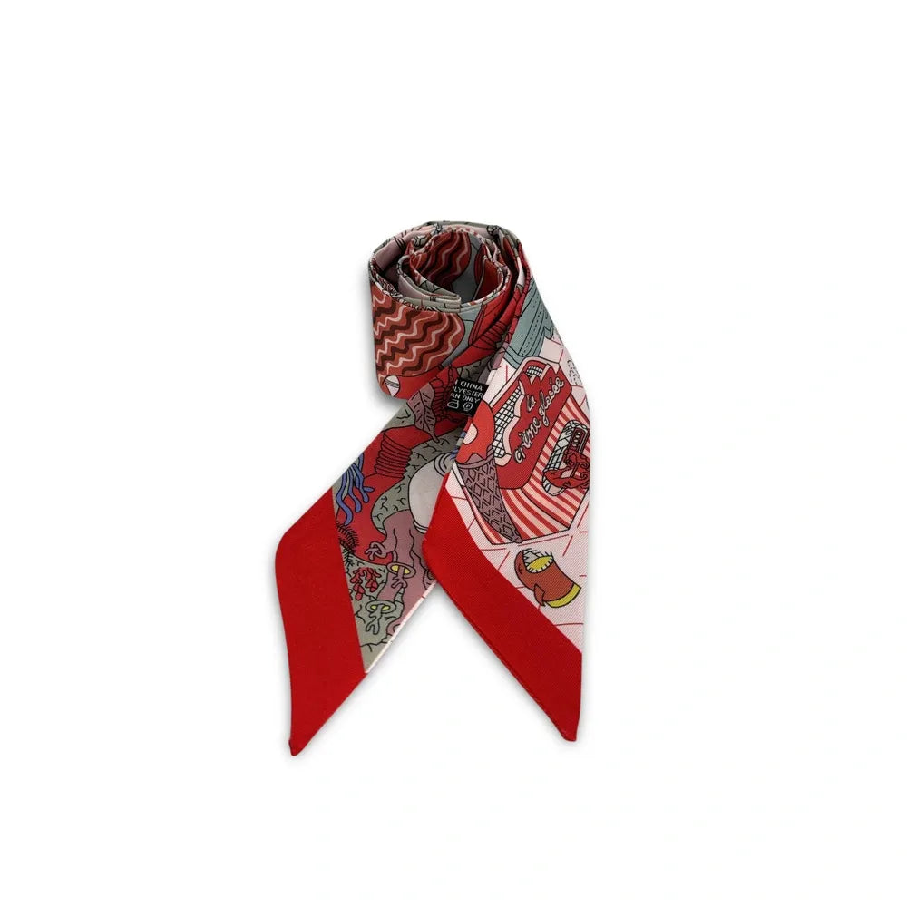 Foulard de sac en tissu satiné CREME GLACEE Rouge garance