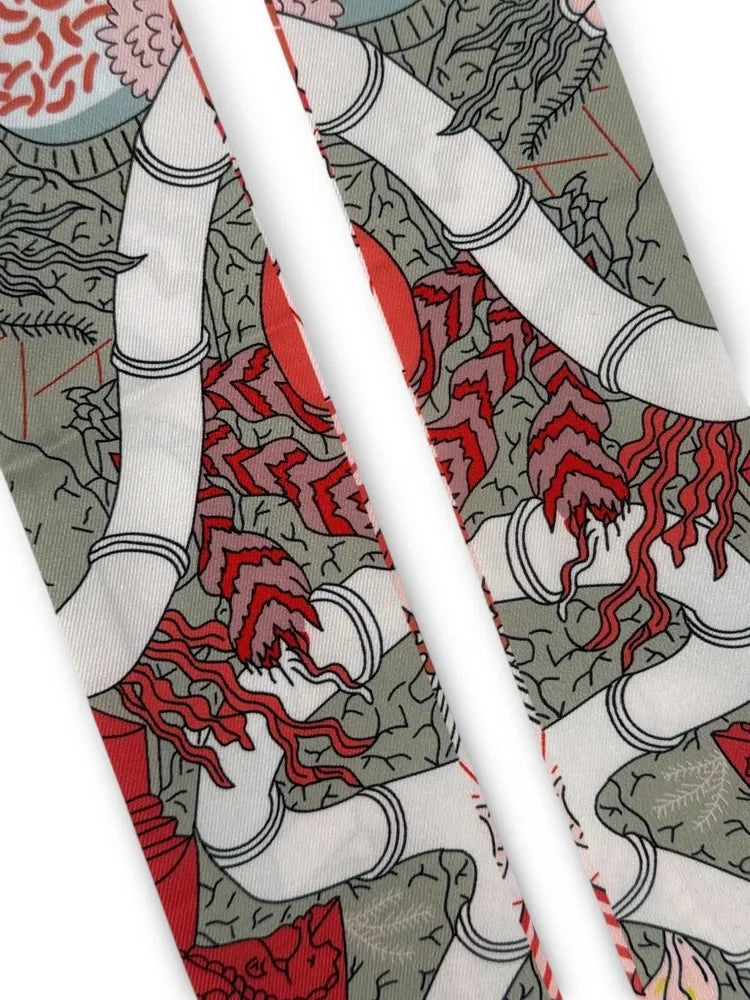 Foulard de sac en tissu satiné CREME GLACEE Rouge garance