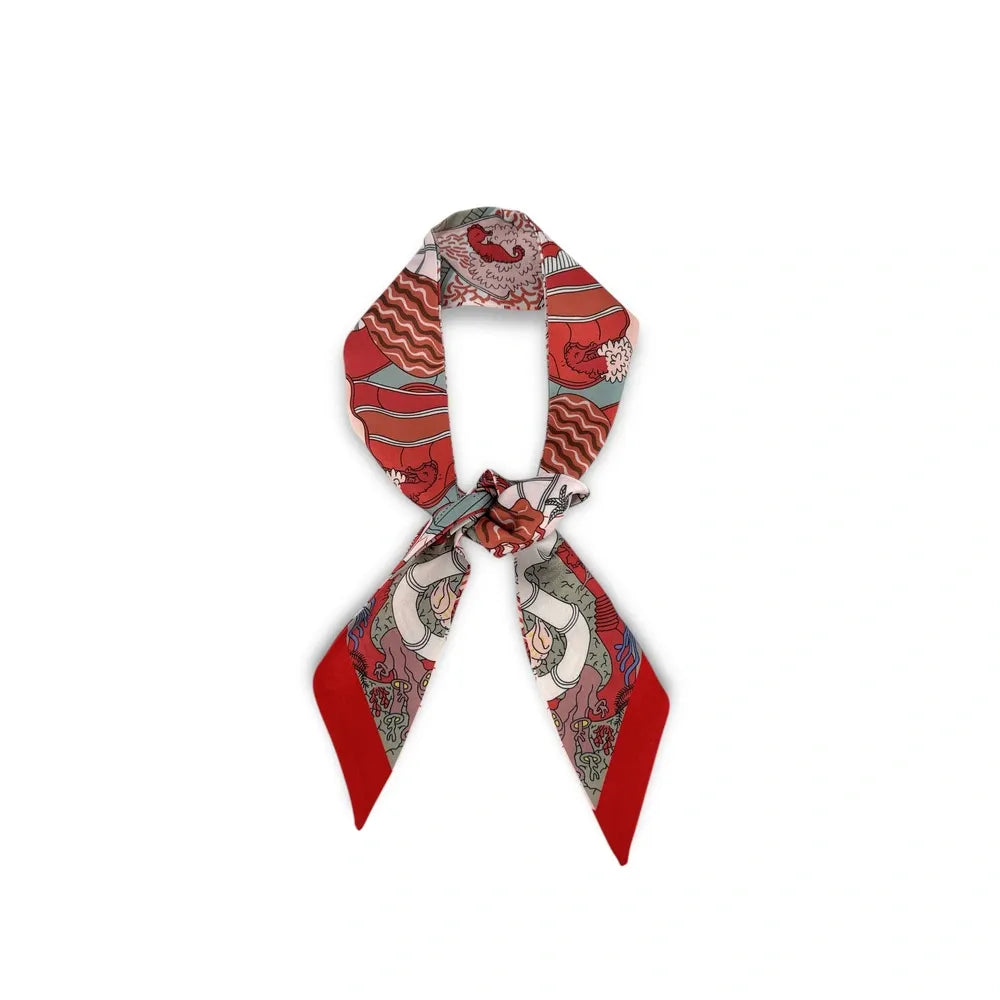 Foulard de sac en tissu satiné CREME GLACEE Rouge garance