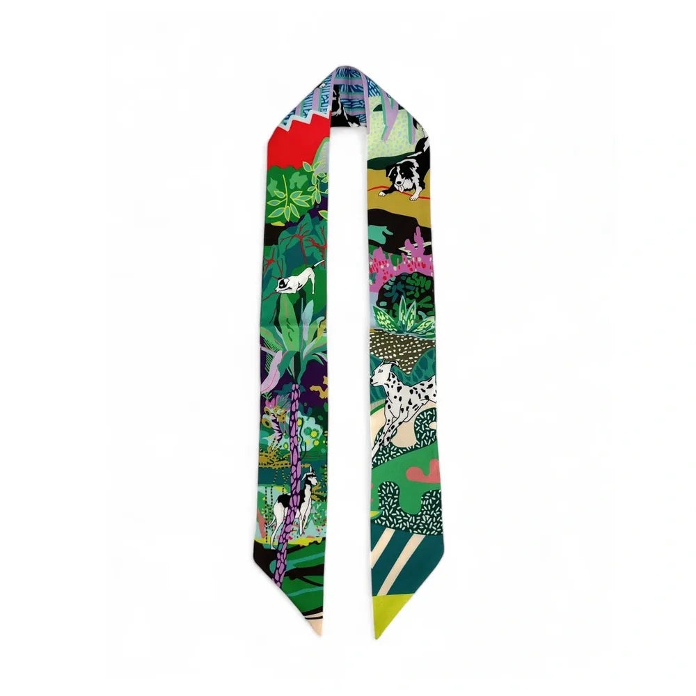 Foulard de sac en tissu satiné JUNGLE DOGS Vert intense