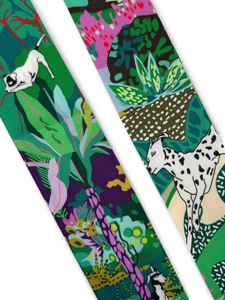 Foulard de sac en tissu satiné JUNGLE DOGS Vert intense