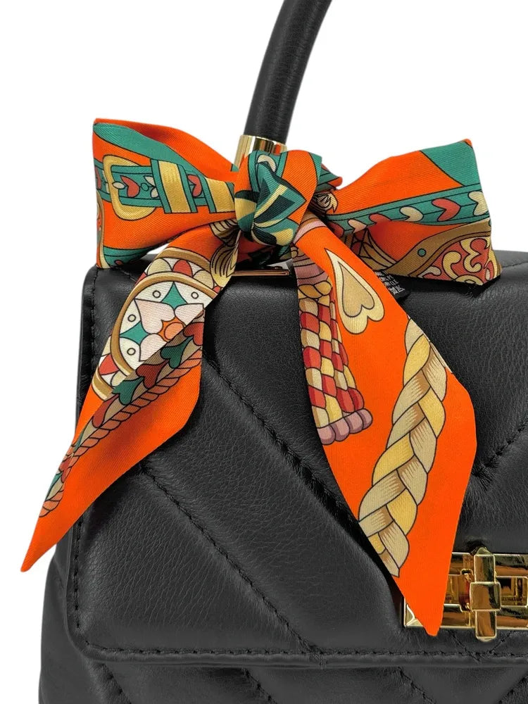 Foulard de sac en tissu satiné L'ACCROCHE COEUR Orange