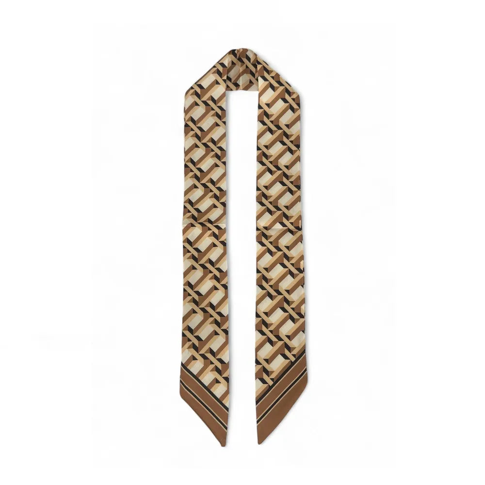 Foulard de sac en tissu satiné LADDER Moka