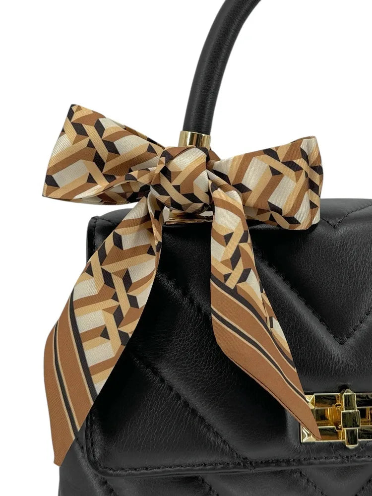 Foulard de sac en tissu satiné LADDER Moka