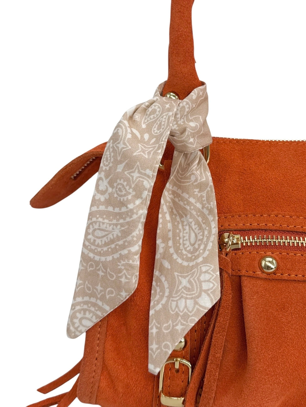 Taschenschal aus bedruckter Baumwolle BANDANA Cremebeige