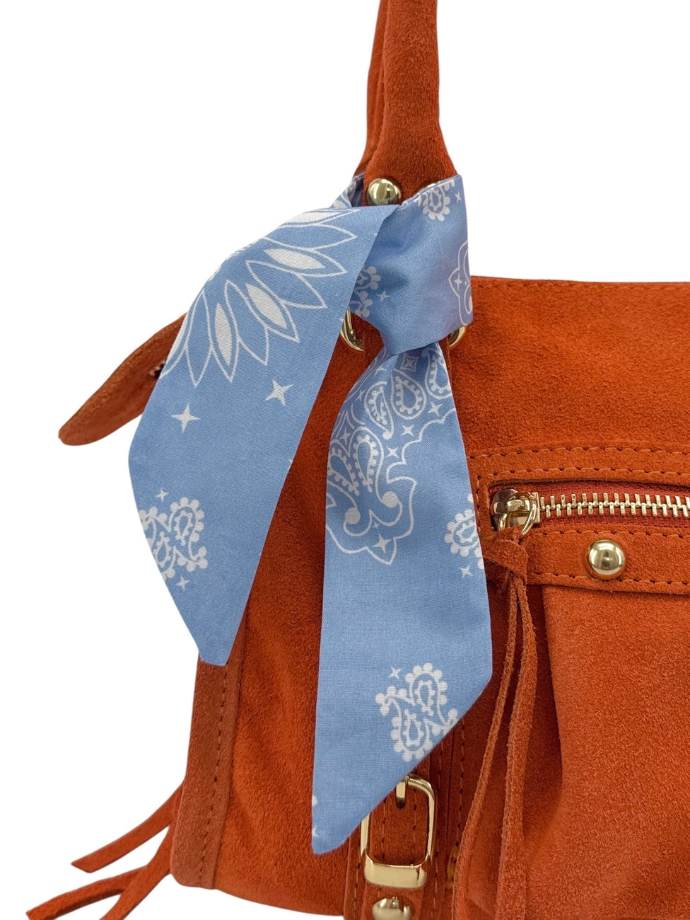 Foulard de sac en coton imprimé BANDANA Bleu pastel
