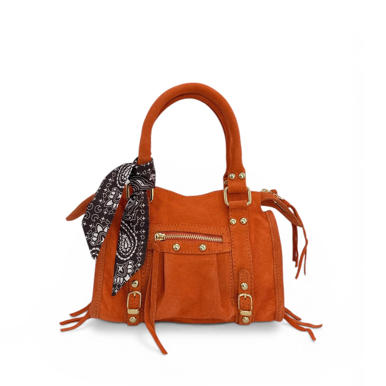 Foulard de sac en coton imprimé BANDANA Marron cacao