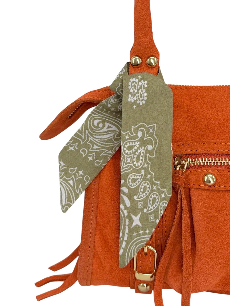 Taschenschal aus bedruckter Baumwolle BANDANA Matcha-Latte-Grün