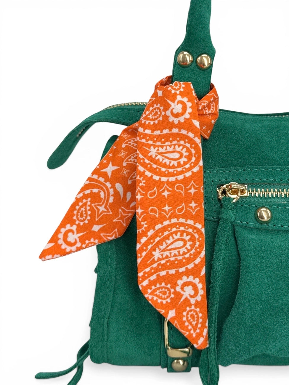 Taschenschal aus bedruckter Baumwolle BANDANA Orange