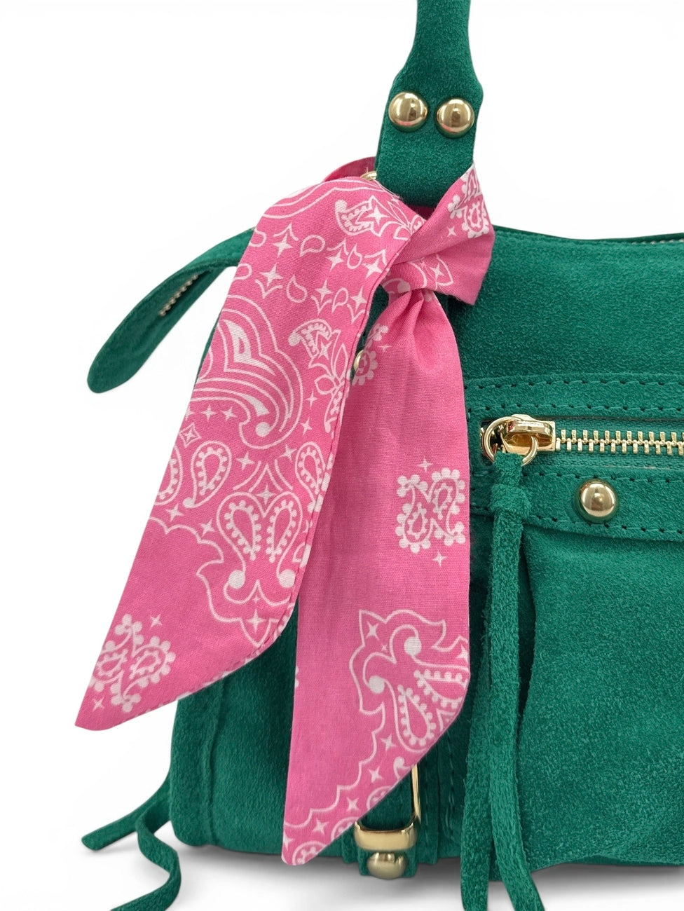 Foulard de sac en coton imprimé BANDANA Rose bubble gum