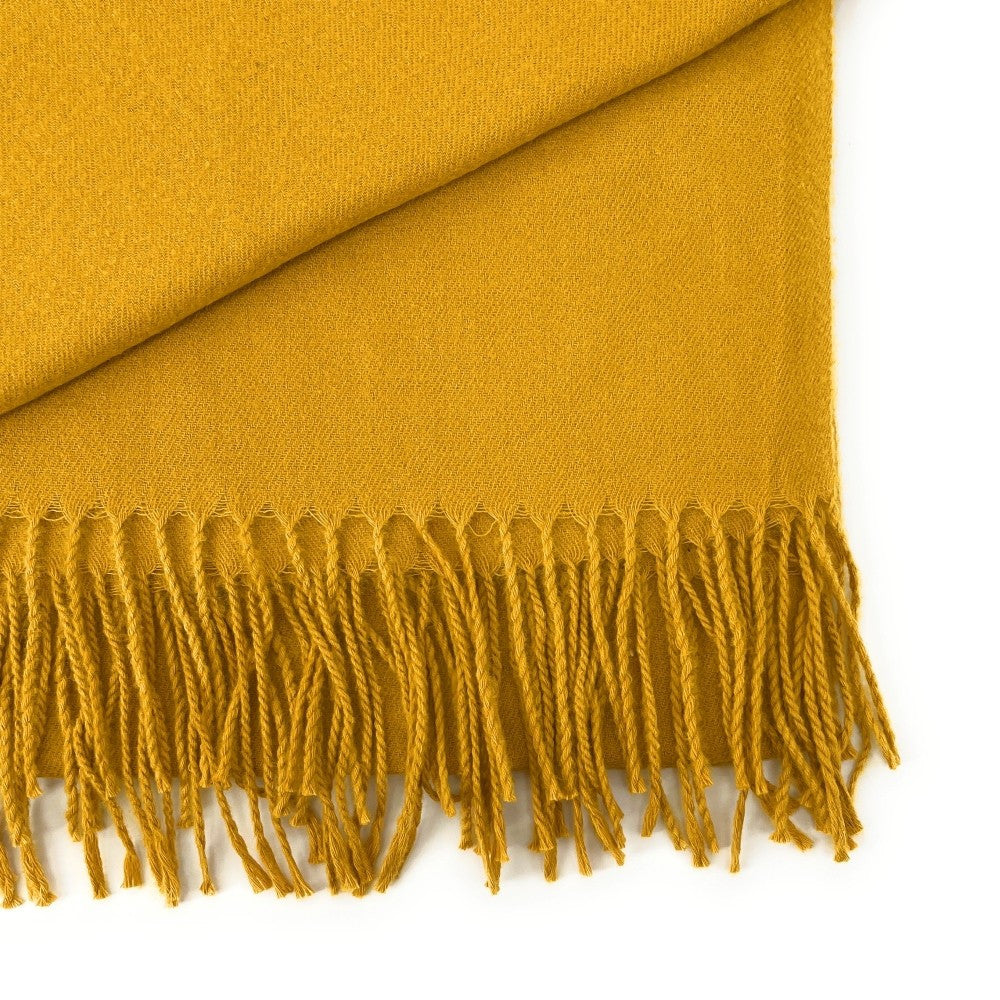 Foulard en laine, coton et viscose MISTRAL Jaune Moutarde