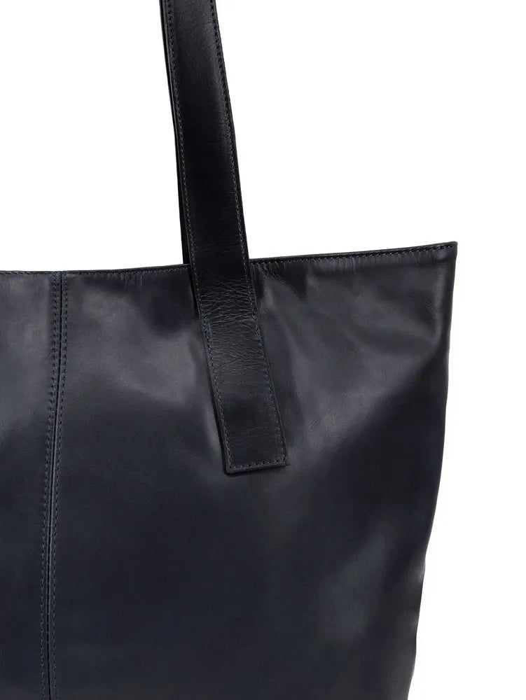 Sac cabas en cuir lisse TESS Bleu marine