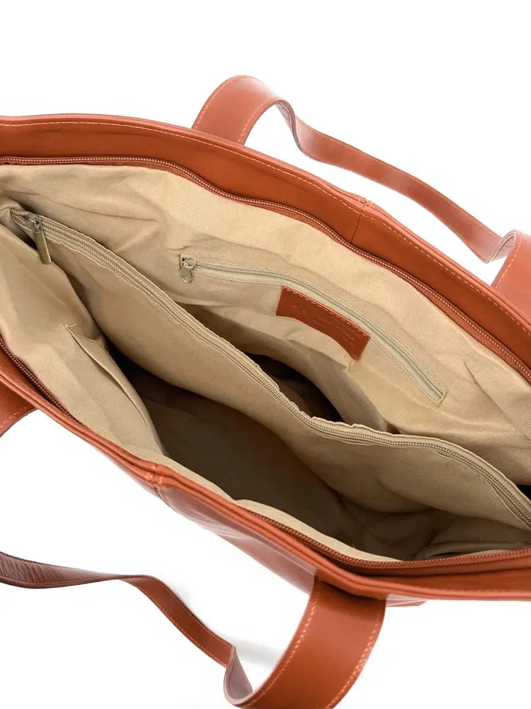 Sac cabas en cuir lisse TESS Cognac