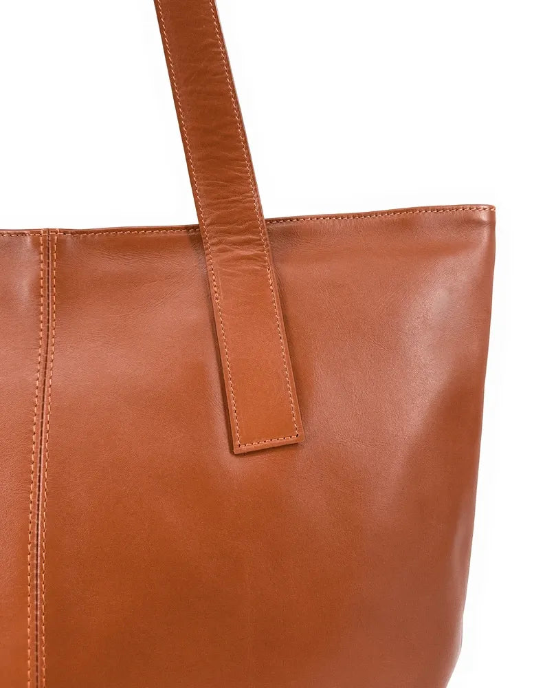 Sac cabas en cuir lisse TESS Cognac