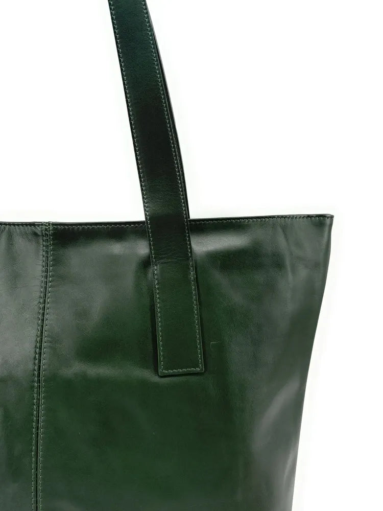 Sac cabas en cuir lisse TESS Vert forêt