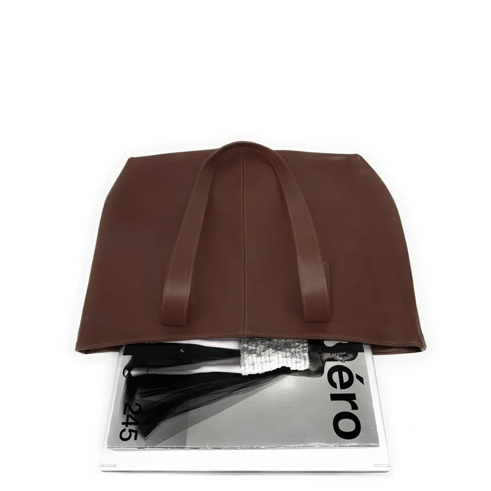 Sac cabas en cuir lisse TESS Chocolat