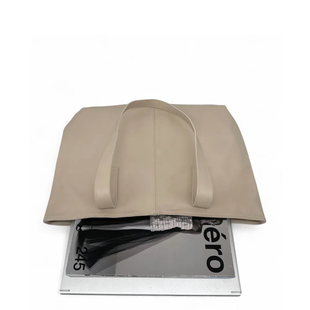Sac cabas en cuir lisse TESS Taupe clair