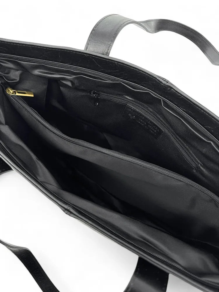 Sac cabas en cuir lisse TESS Noir