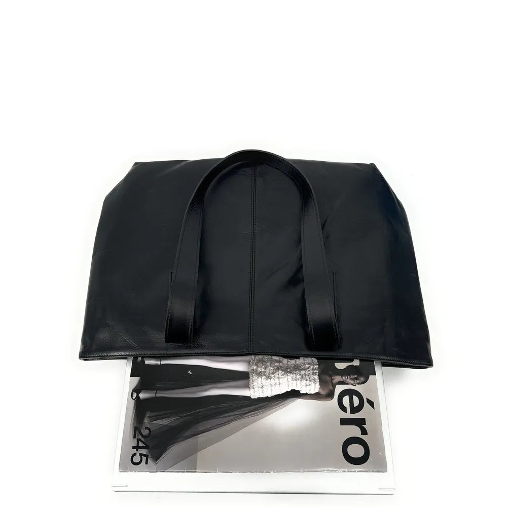 Sac cabas en cuir lisse TESS Noir