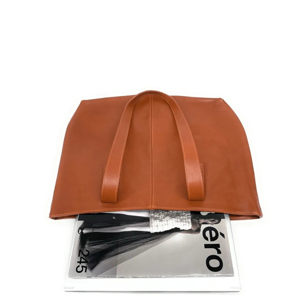 Sac cabas en cuir lisse TESS Cognac