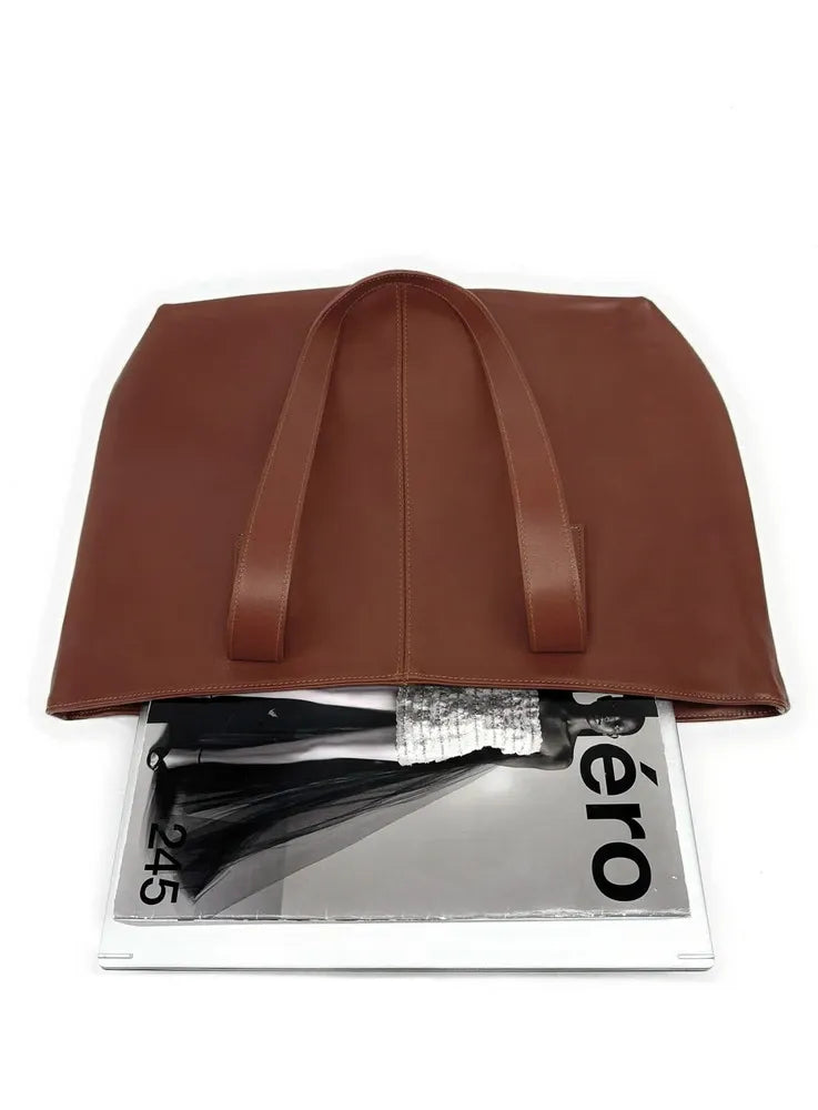 Sac cabas en cuir lisse TESS Châtaigne