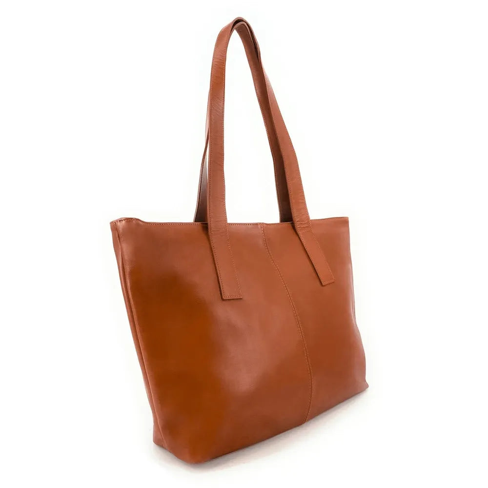 Sac cabas en cuir lisse TESS Cognac