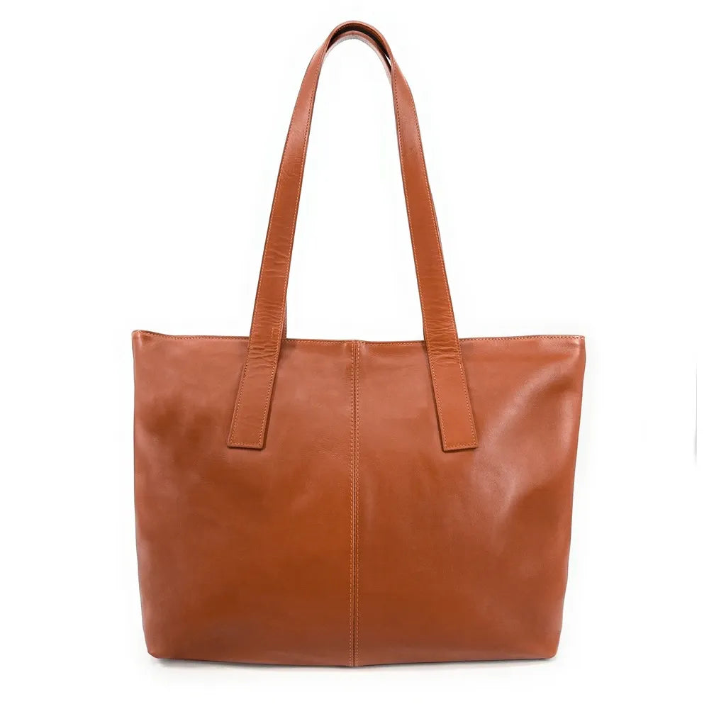 Sac cabas en cuir lisse TESS Cognac