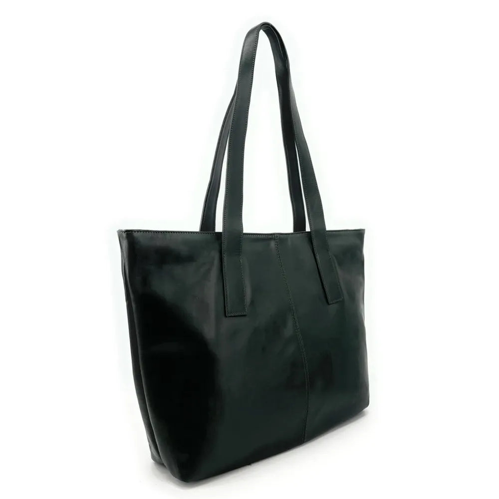 Sac cabas en cuir lisse TESS Vert forêt
