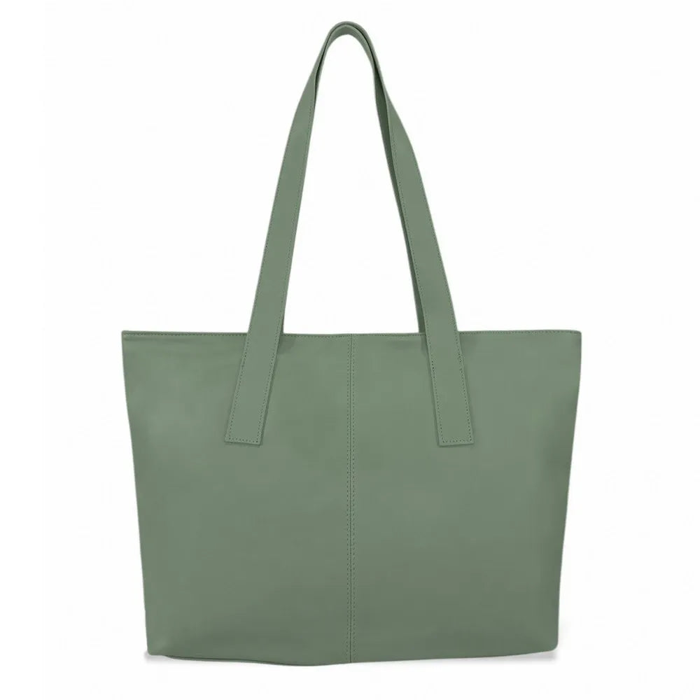 Sac cabas en cuir lisse TESS Vert amande
