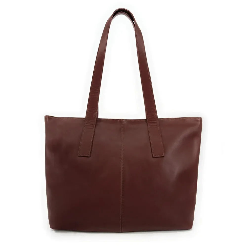 Sac cabas en cuir lisse TESS Chocolat