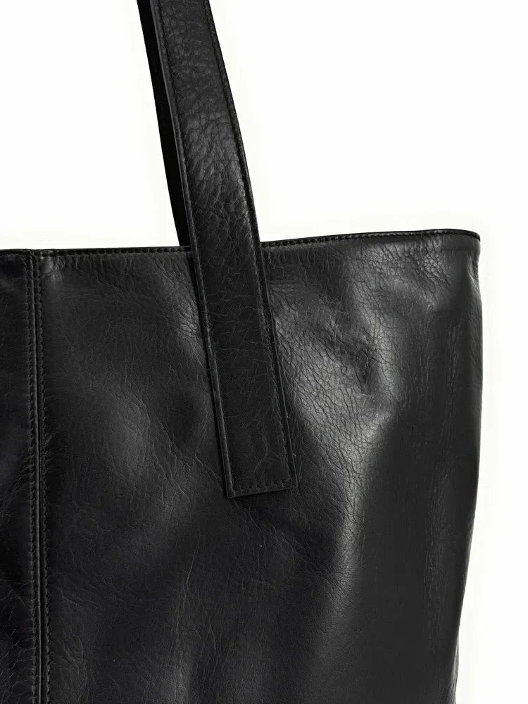 Sac cabas en cuir lisse TESS Noir