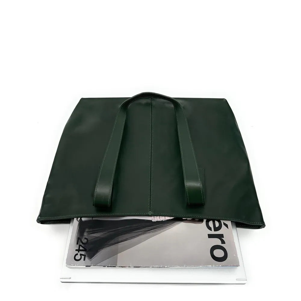 Sac cabas en cuir lisse TESS Vert forêt