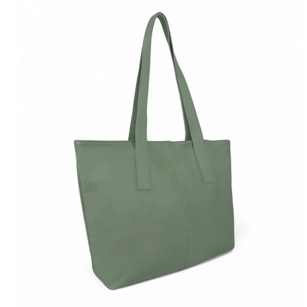 Sac cabas en cuir lisse TESS Vert amande