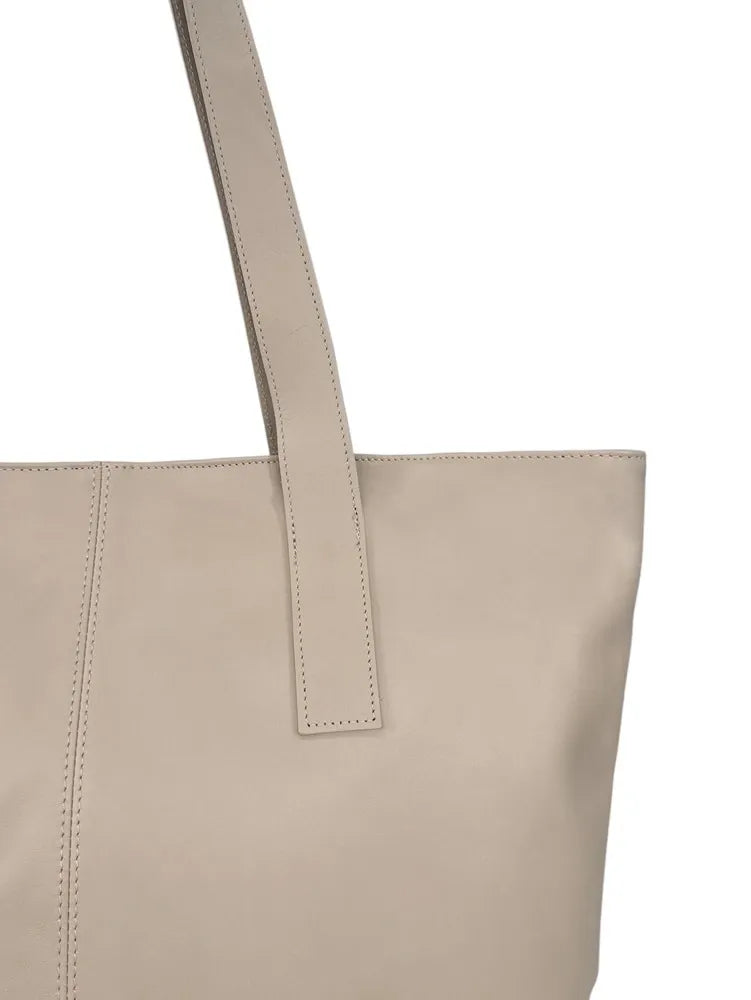 Sac cabas en cuir lisse TESS Taupe clair