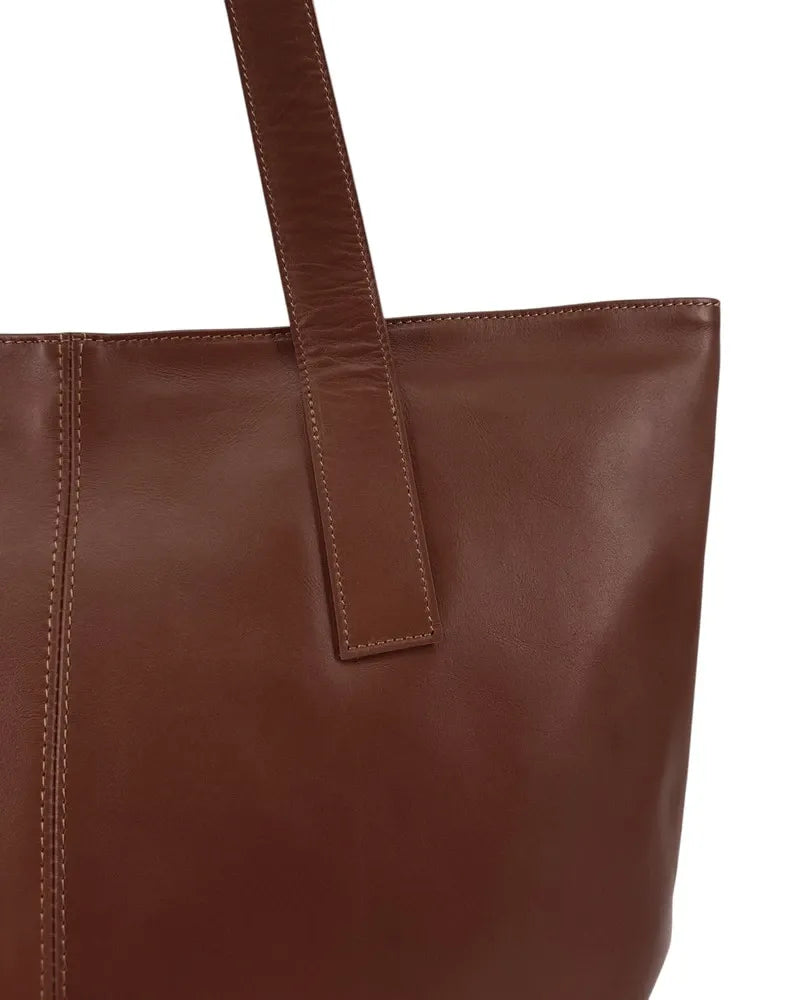 Sac cabas en cuir lisse TESS Chocolat