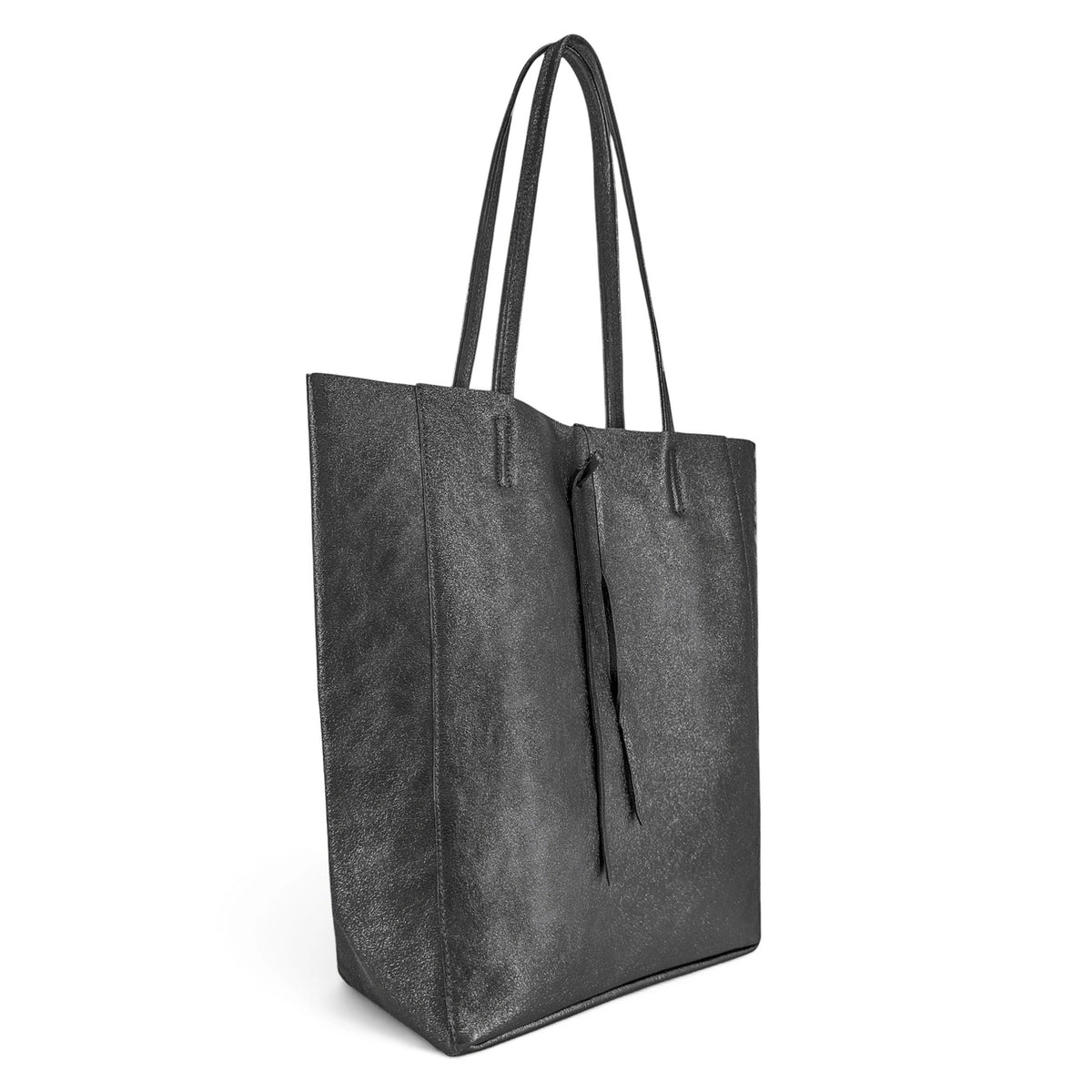 Bolso shopper de piel metalizada NICE Plateado oscuro