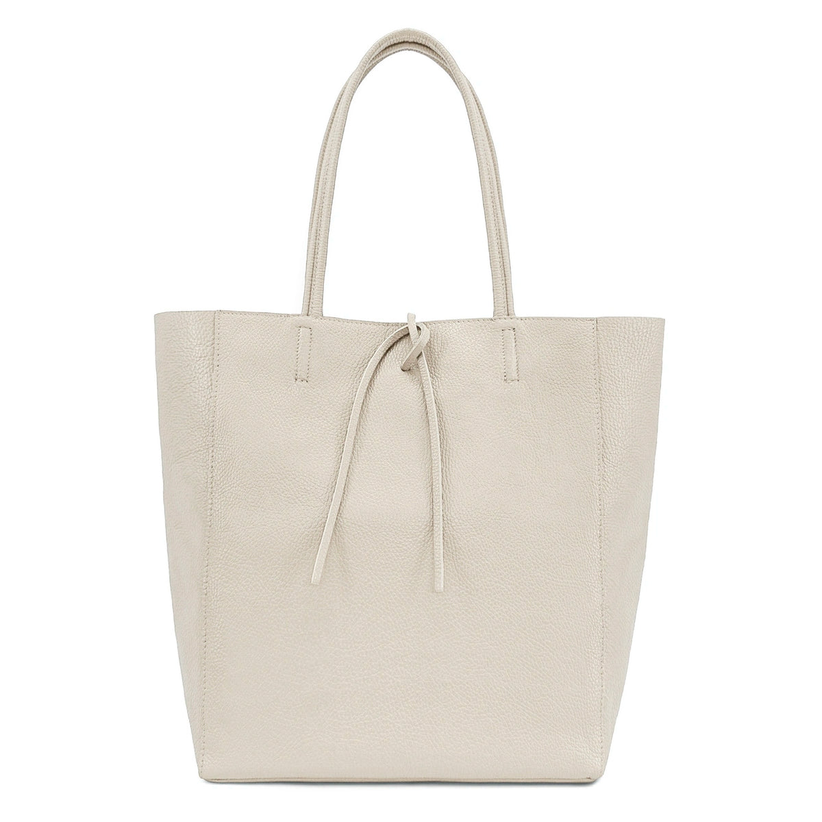 Sac cabas en cuir grainé NICE Beige crème