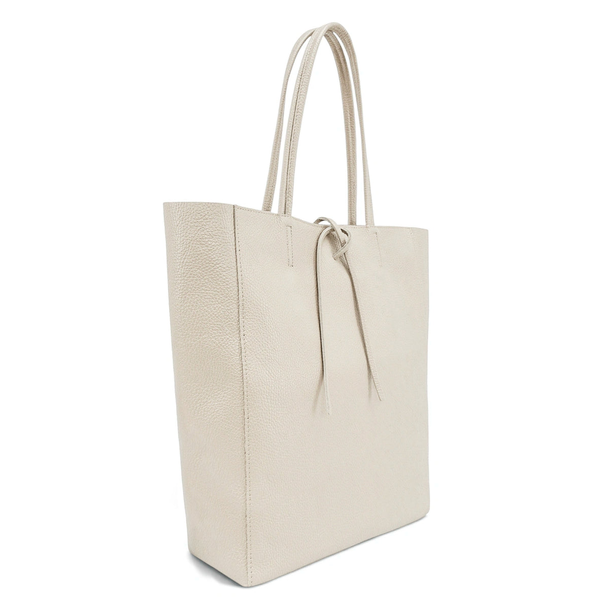 Sac cabas en cuir grainé NICE Beige crème