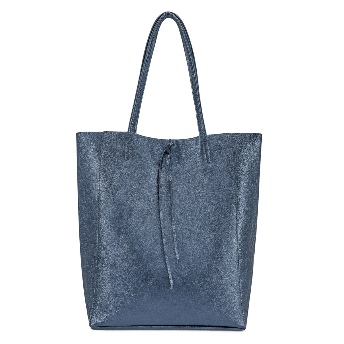 Bolso shopper de piel metalizada NICE Azul celeste