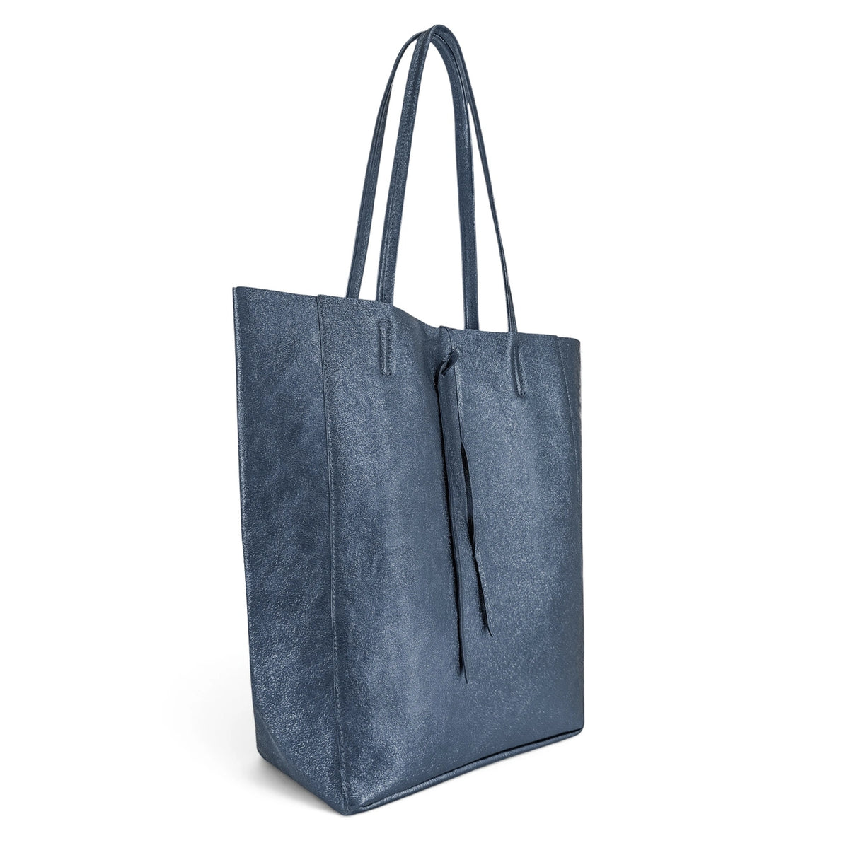 Bolso shopper de piel metalizada NICE Azul celeste