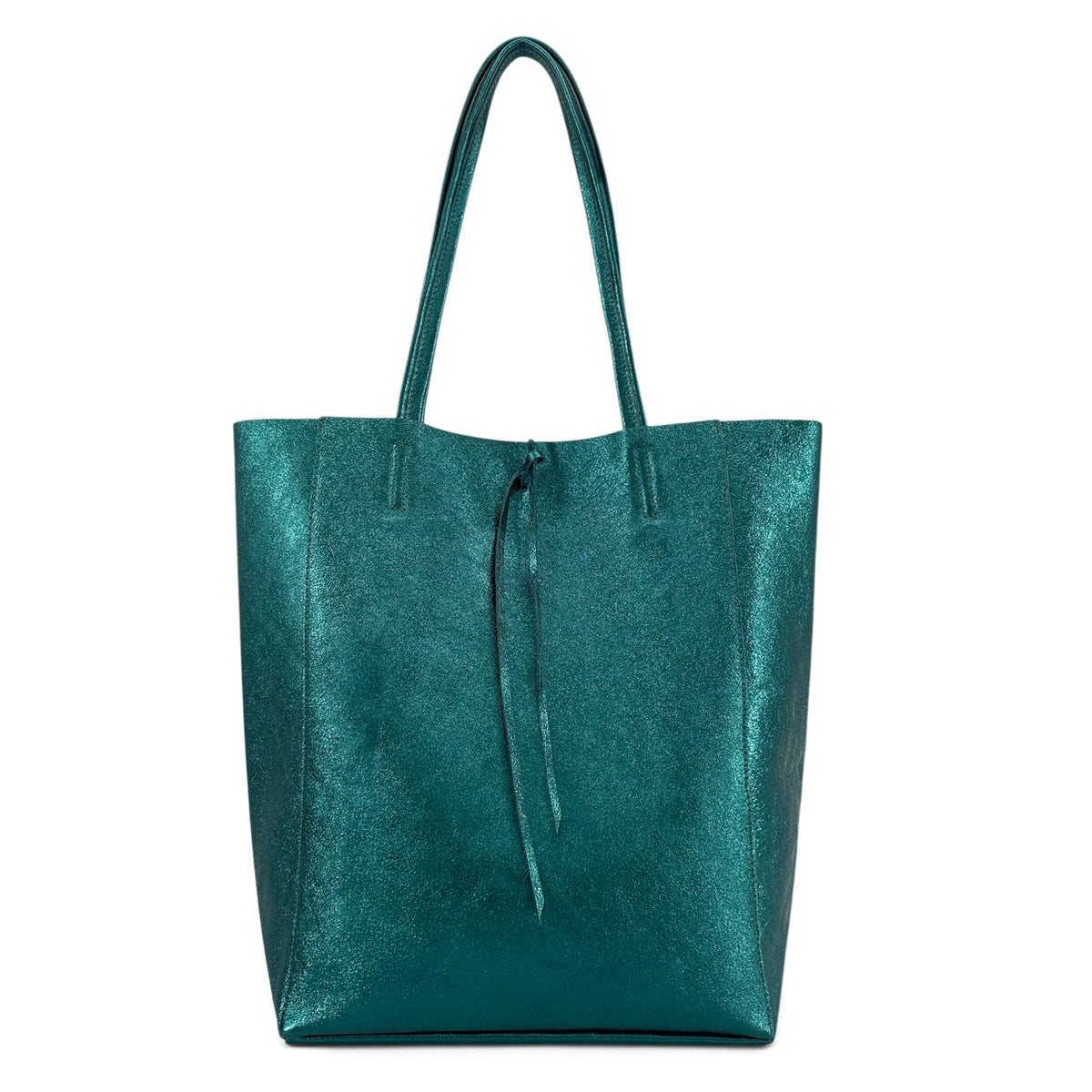 Bolso shopper de piel metalizada NICE Azul petróleo